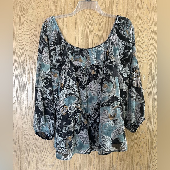 Maurice’s 1X Blouse In Green Navy and Yellow - Picture 1 of 7